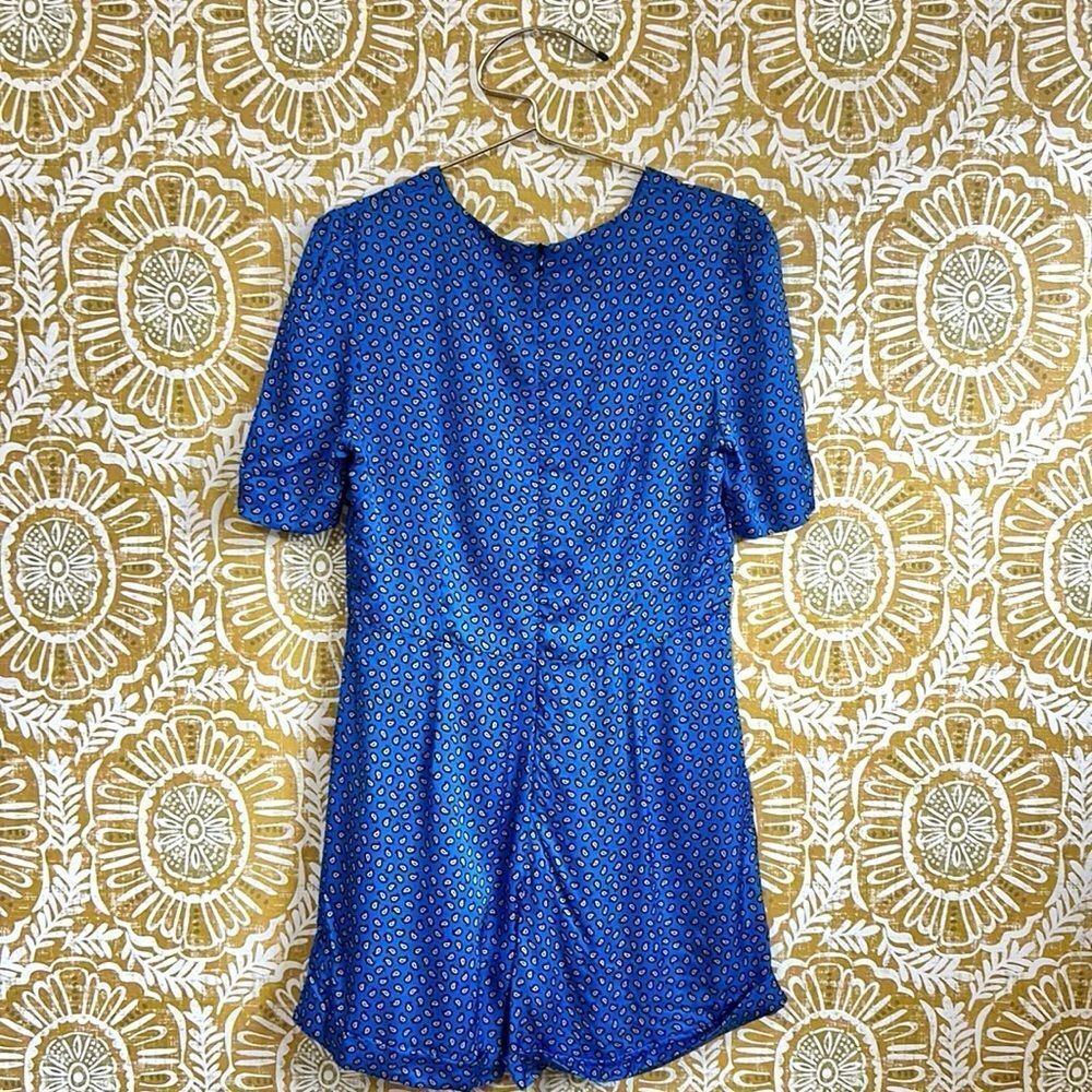 NWOT Maje Ilona Paisley Print Satin Ruched Playsuit Romper in Blue Sz EU40 US L - Picture 14 of 16